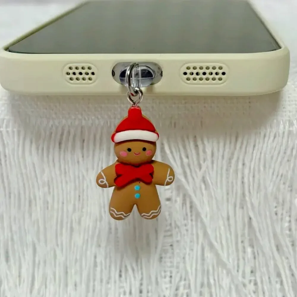 Adorable Dangling Gingerbread Man Type-C Phone • Dust Plug